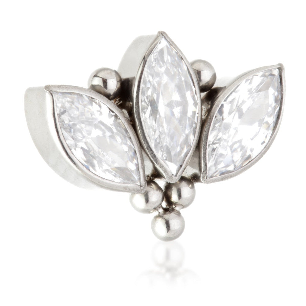 Ti Threadless Jewelled Triple Marquise with Tri Bead Attachment