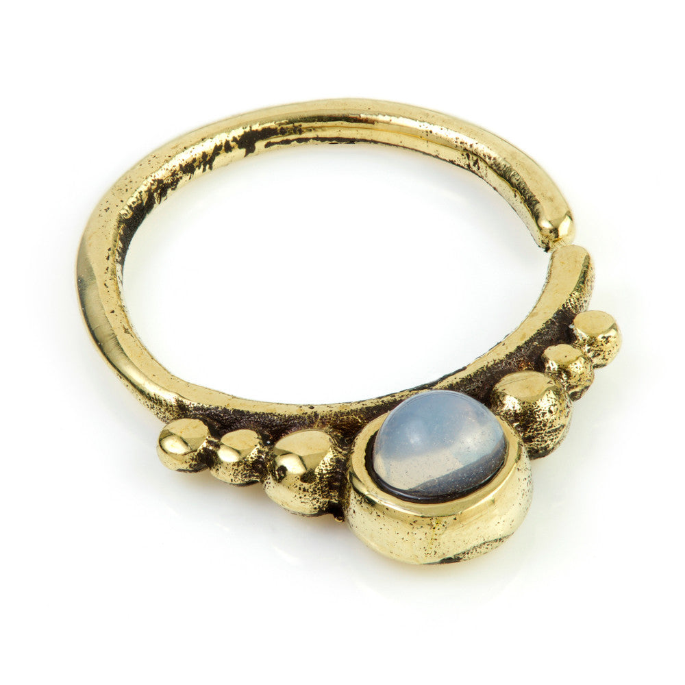 1x Moonstone Brass Open Ring
