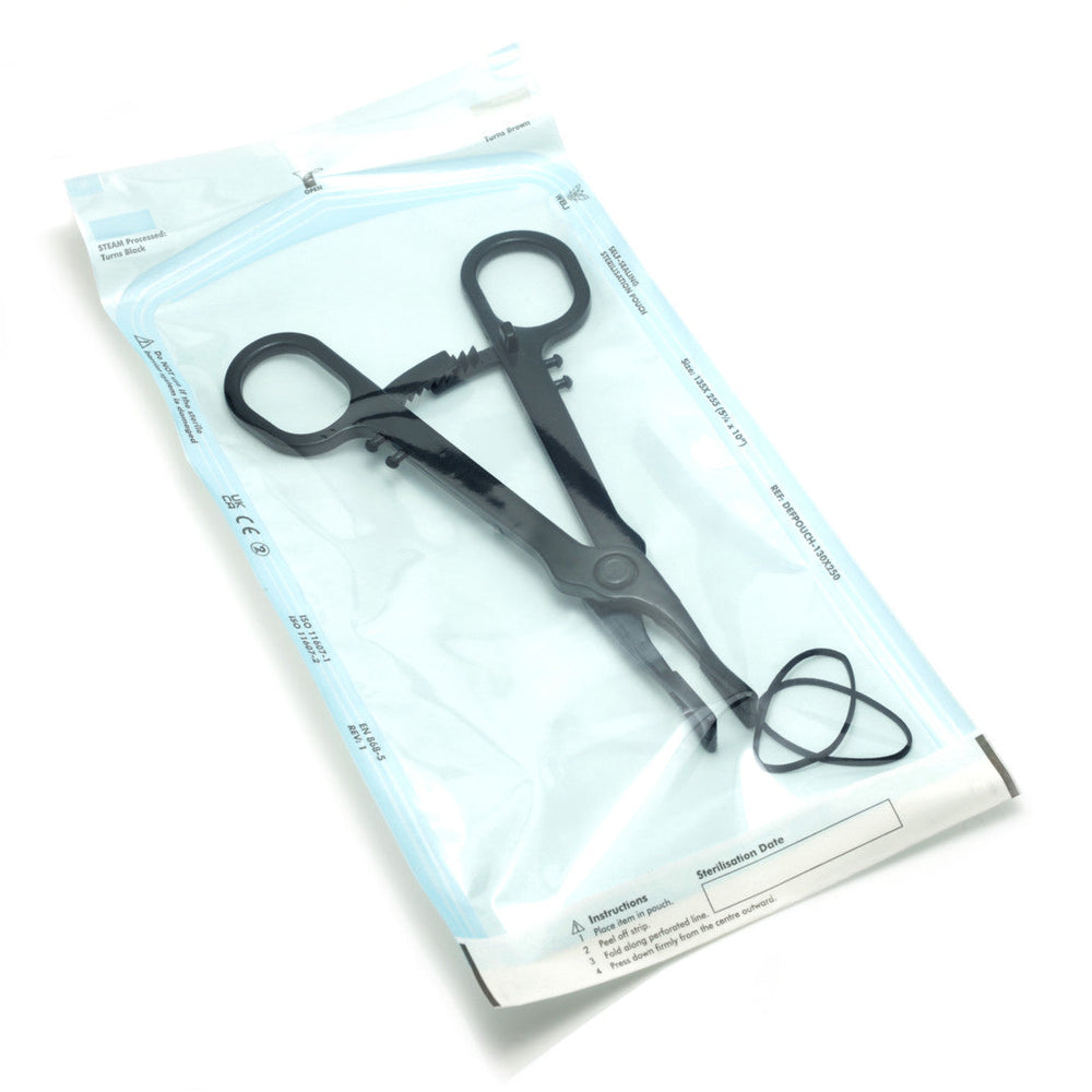 Sterilised Piercing Clamps ECO CTR Closed Triangle loose including rubber