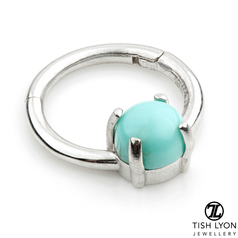 TL - 14ct Gold Turquoise Prong Set Hinge Ring