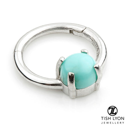 TL - 14ct Gold Turquoise Prong Set Hinge Ring