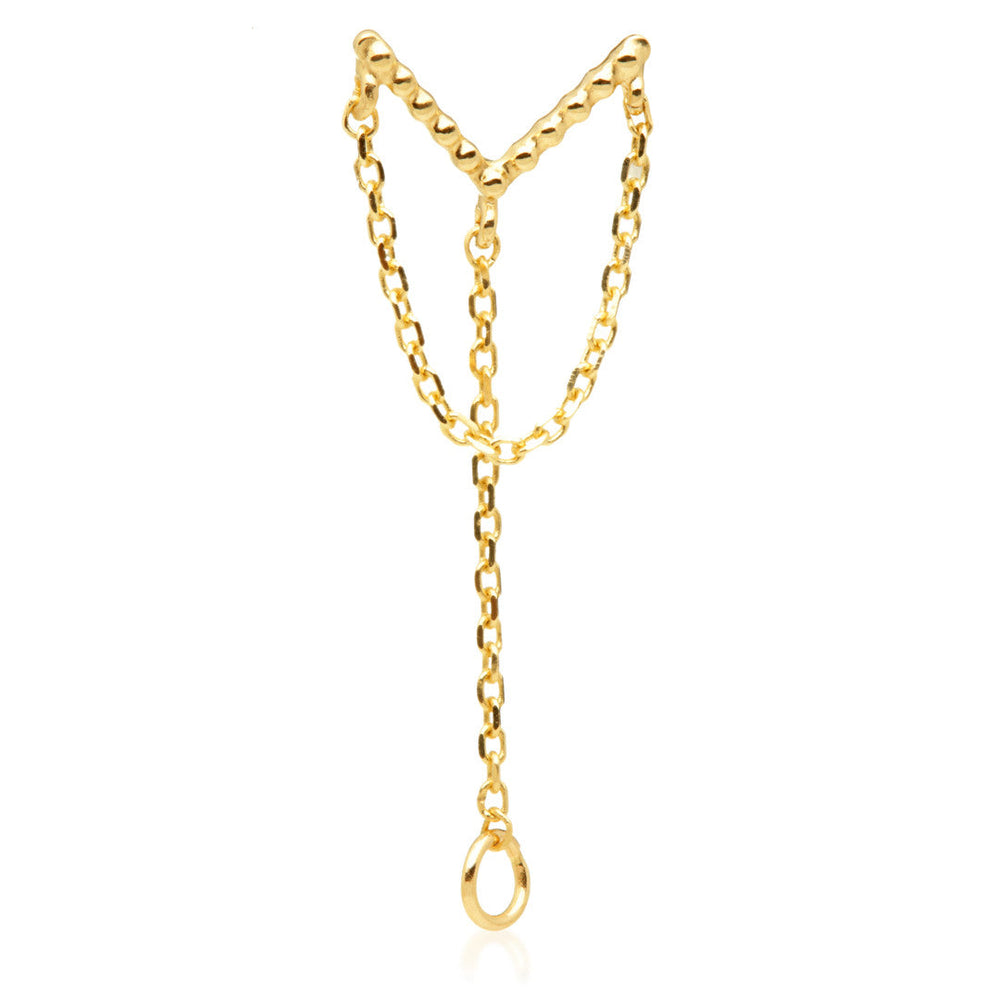 TL - 14ct Threadless Milligrained V Shaped Double Chain Pin Attachment