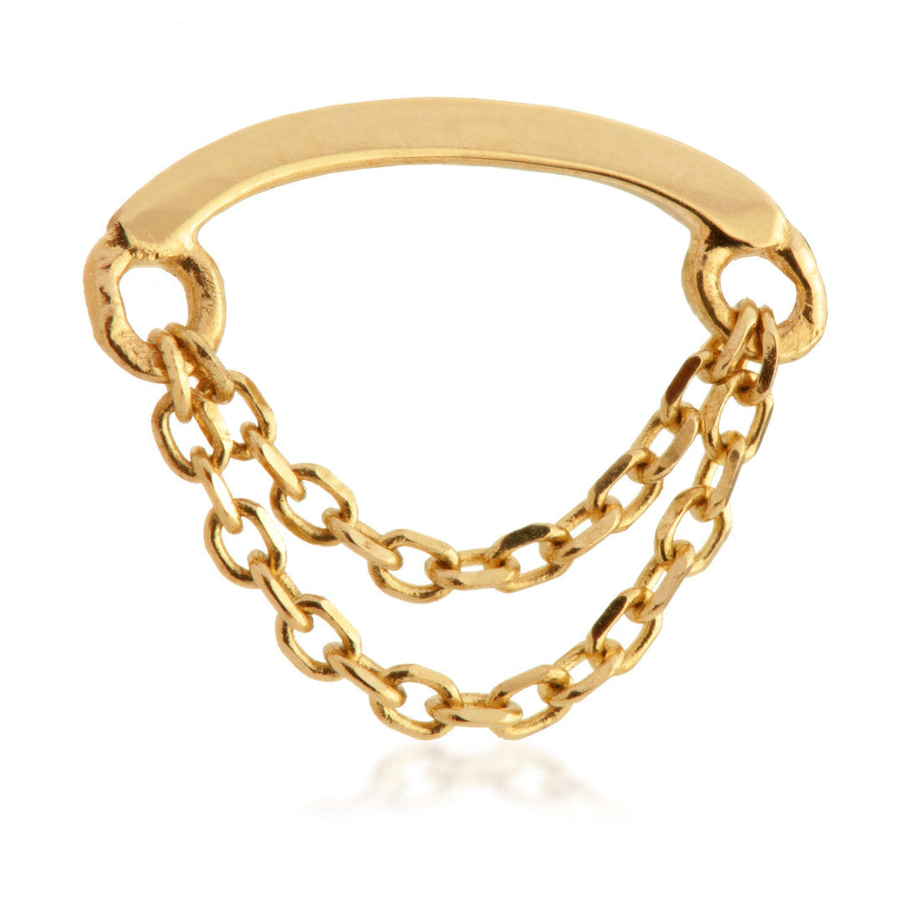 TL - 14ct Threadless Curved Bar & Double Chain Attachment