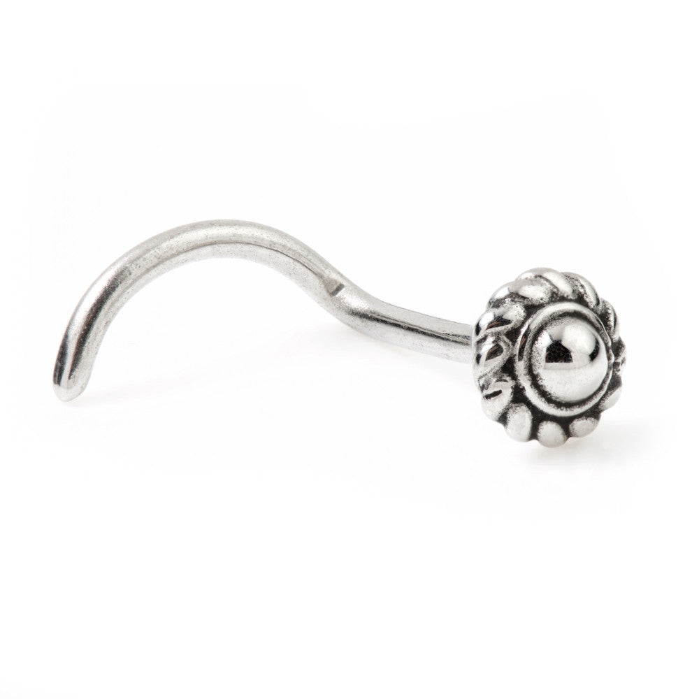 Steel Tribal Disk Curl Nose Stud