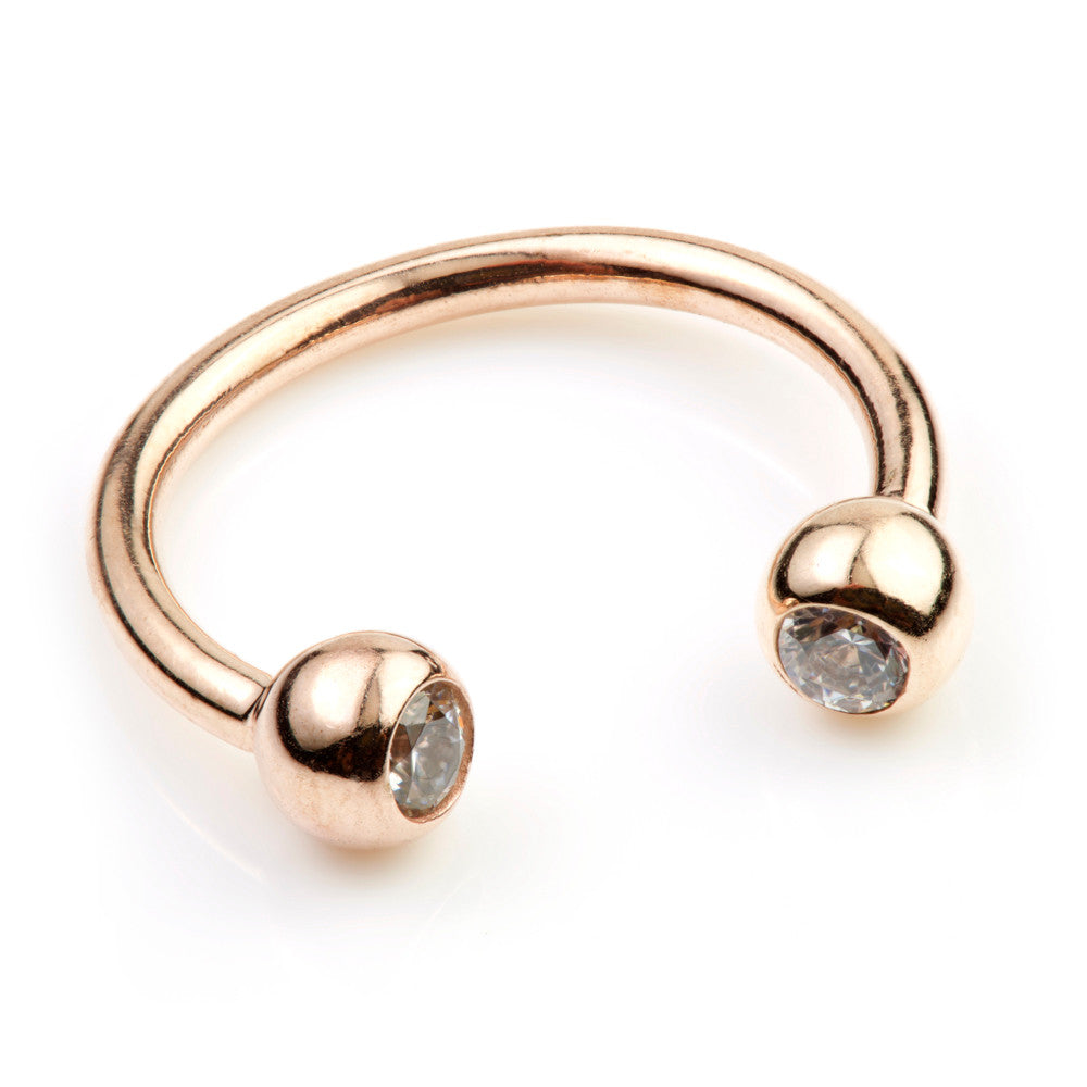 9ct Rose Gold Gem Micro Circular Barbell - 1.2mm / 8mm