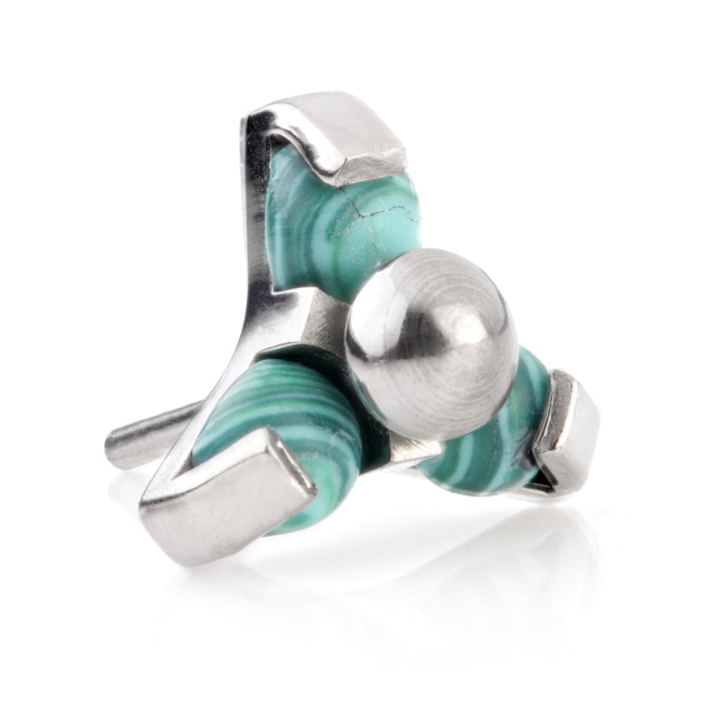 Ti Threadless Malachite Trinity Stone Attachment