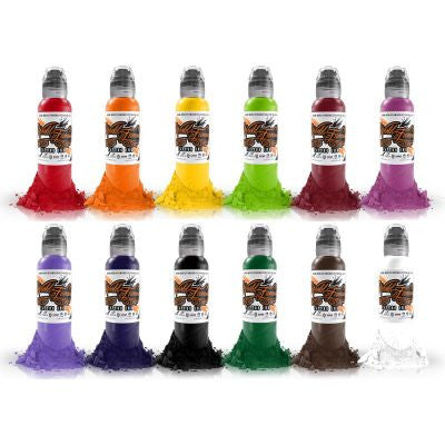 12 Colour Primary Set #1 - World Famous Tattoo Ink - 1oz