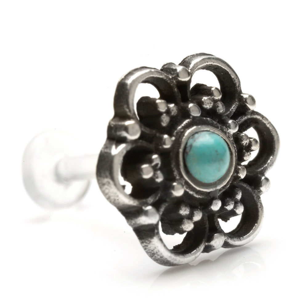 1x Turquoise in Silver & Plastic Labret - SVLAB33TQ-1-7