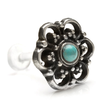 1x Turquoise in Silver & Plastic Labret - SVLAB33TQ-1-7