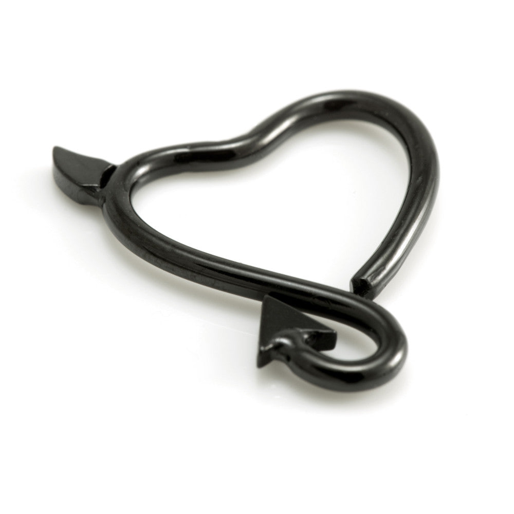 Black Steel Horny Heart Rings
