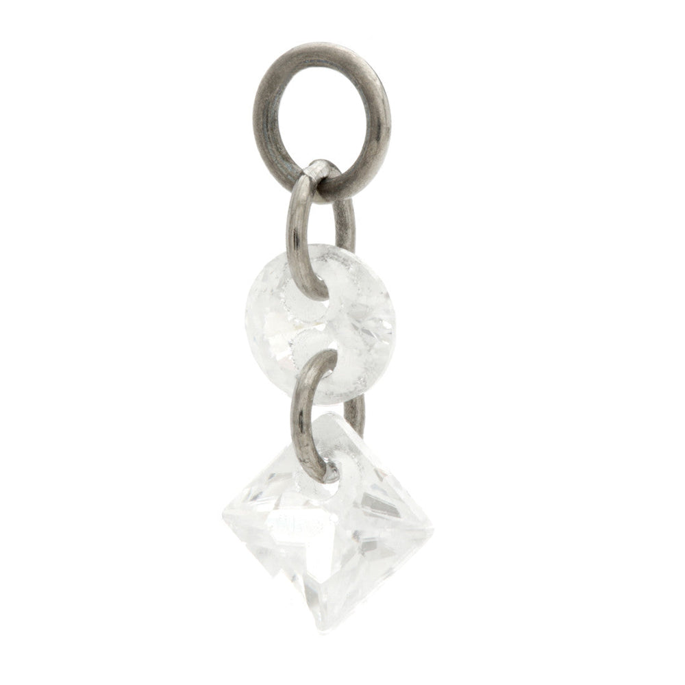 Ti Double Round and Princess Cut Gem Charm Attachment