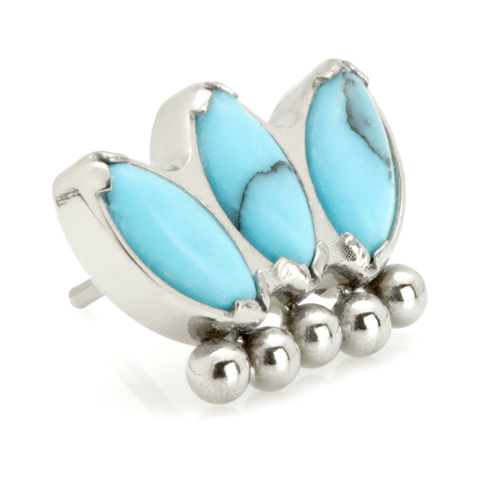 Ti Threadless Triple Marquise with Beads Attachment with Turquoise Stone