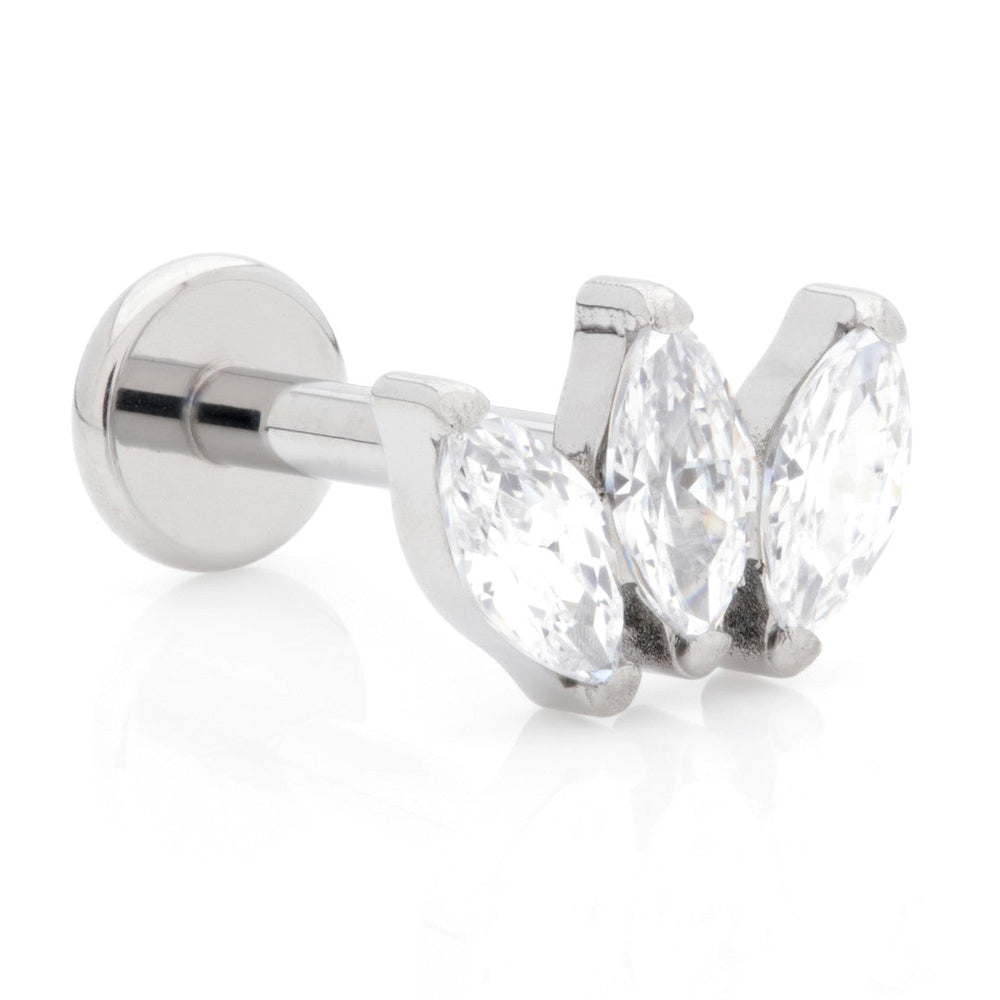 Ti Internal Labret with Jewelled Marquise Trio Attachment
