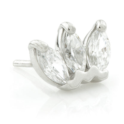 TL - 14ct Gold Marquise Triple Gem Threadless Attachment