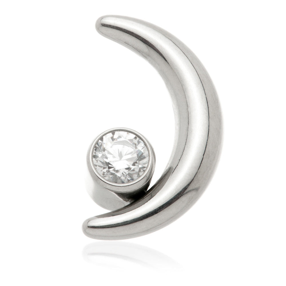 Titanium Internal Crescent Moon with Gem Attachment