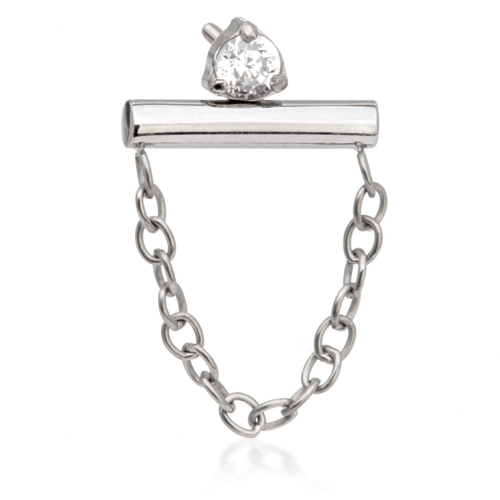 Ti Threadless Prong Set Gem Straight Bar Attachment