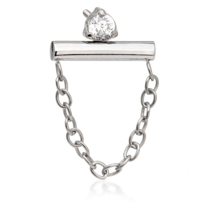 Ti Threadless Prong Set Gem Straight Bar Attachment