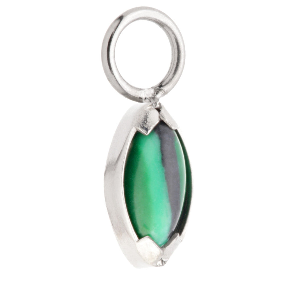 Ti Mini Marquise Malachite Charm