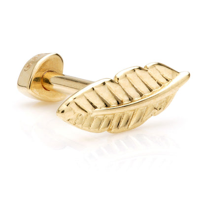 TL - 9ct Gold Fixed Feather Microbar with Screw on Heart Back