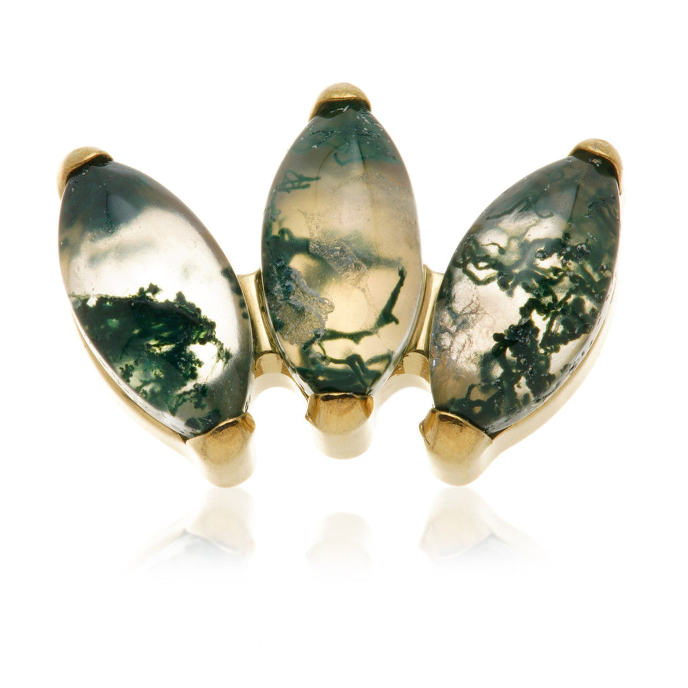 Zircon Gold Ti Internal Triple Marquise Attachment with Moss Agate Stone