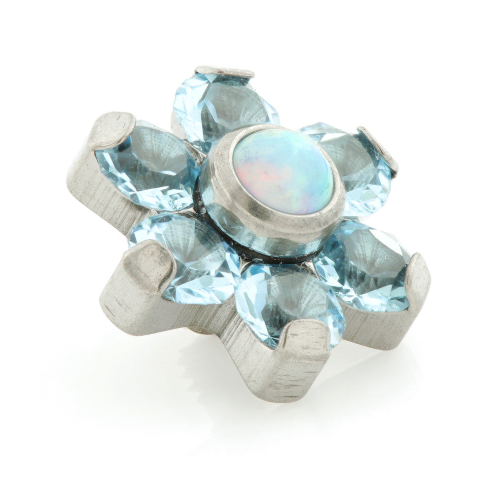 Titanium Blue Opal & Gem Micro Flower Top - 1.6mm