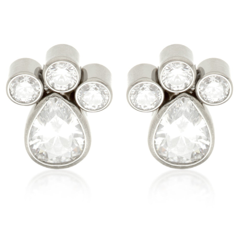 Titanium Threadless Stud Earrings with Quad Gems Attachment (Pair)