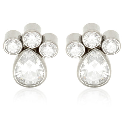 Titanium Threadless Stud Earrings with Quad Gems Attachment (Pair)