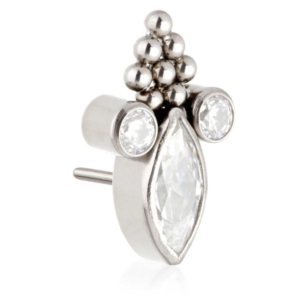 Ti Threadless Jewelled Bezel Marquise with Gem and Beads Top Attachment