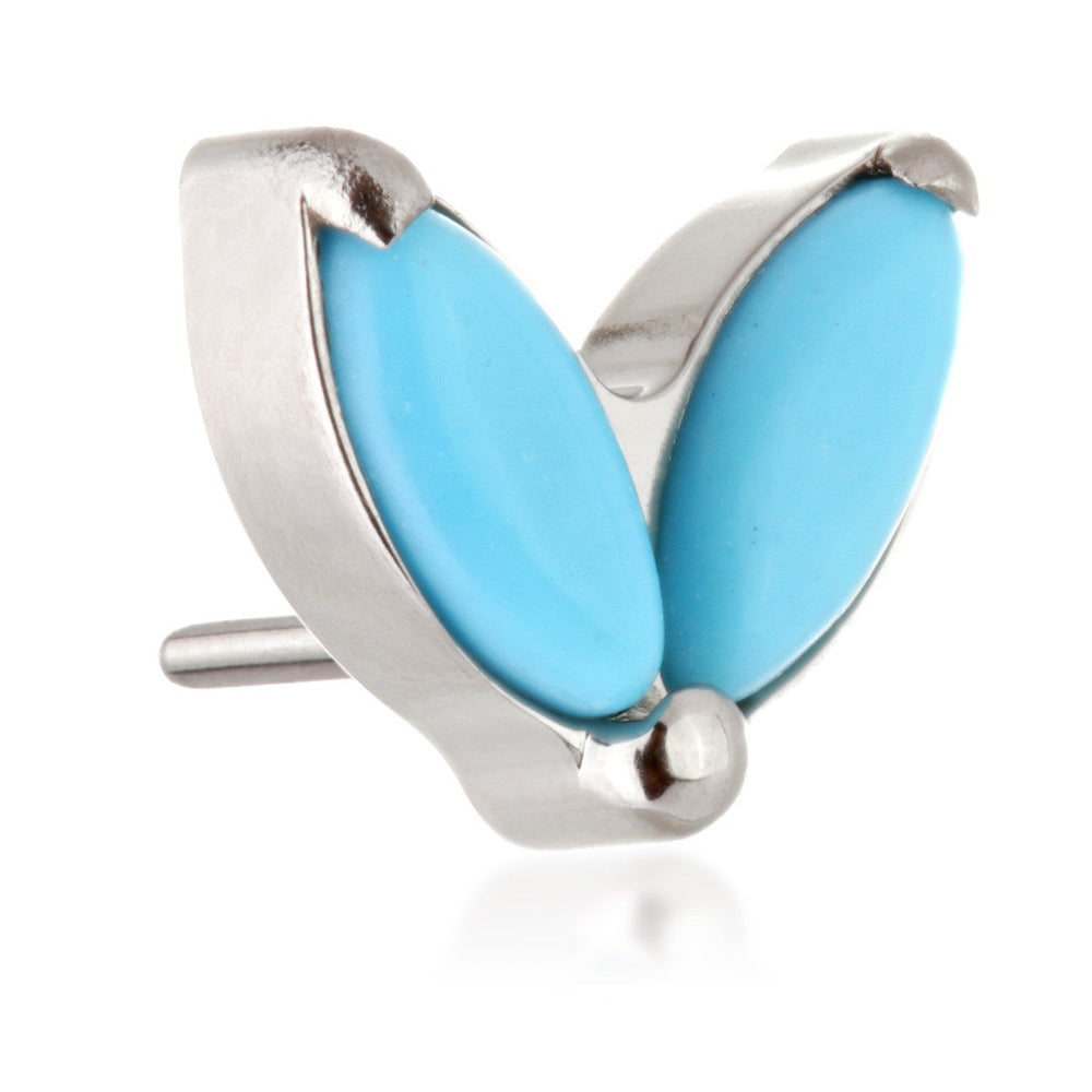 Ti Threadless Double Marquise with Turquoise Stone Attachment