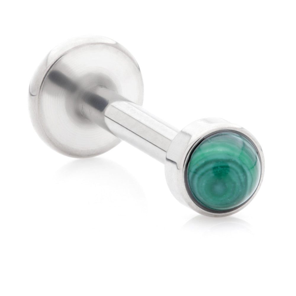 Ti Internal Labret with Malachite Stone Bezel Attachment