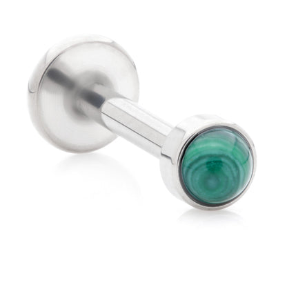 Ti Internal Labret with Malachite Stone Bezel Attachment