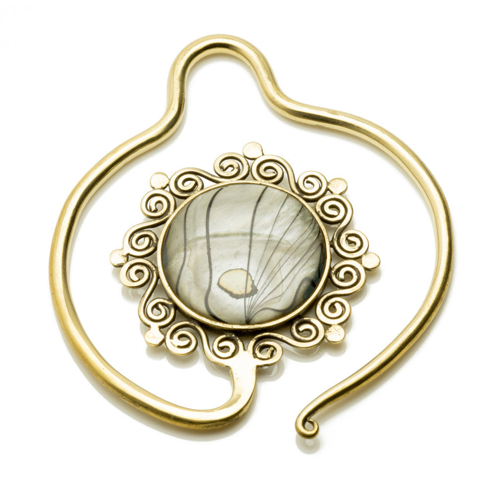 1x Brass Ear Weight with Abalone