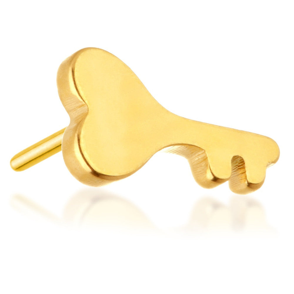 Zircon Gold Ti Threadless Heart Shaped Key Attachment