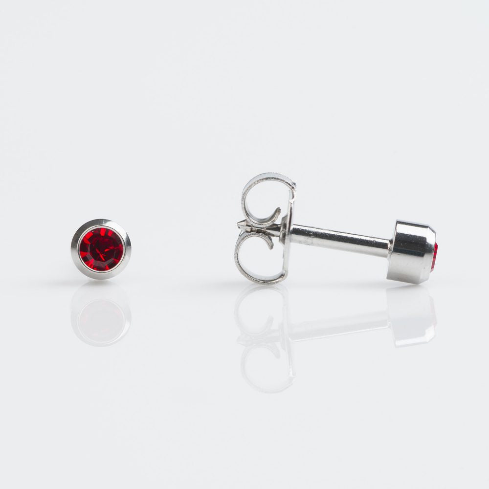 Studex Regular Stainless Ruby (July) Bezel Studs - Pack of 12