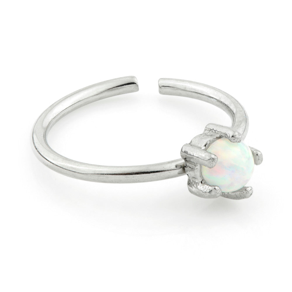 Seamless Steel Ring with Opal Stone