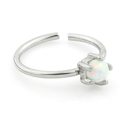 Seamless Steel Ring with Opal Stone