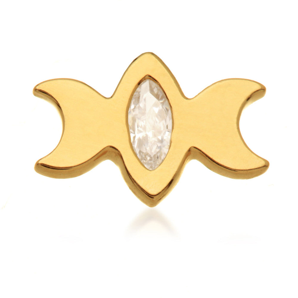TL - 14ct Threadless Double Crescent Moon Jewelled Attachment
