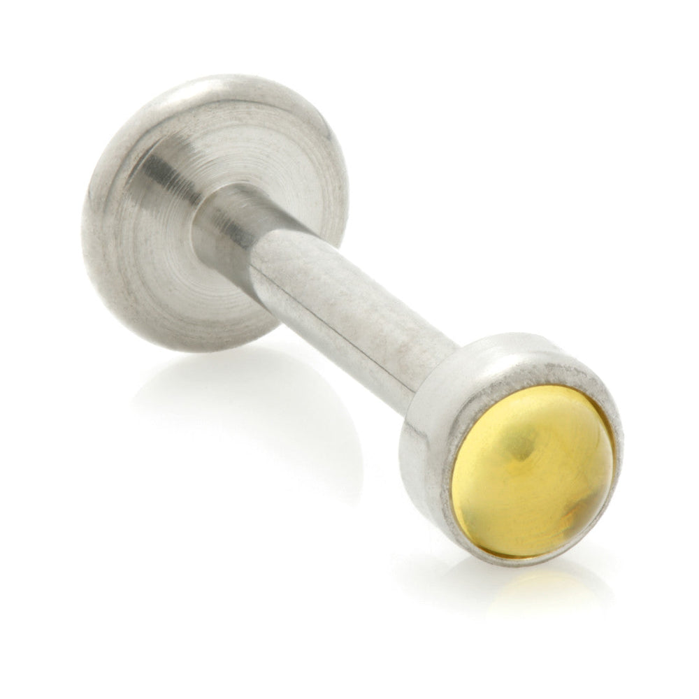 Ti Internal Labret with Citrine Stone Bezel Attachment
