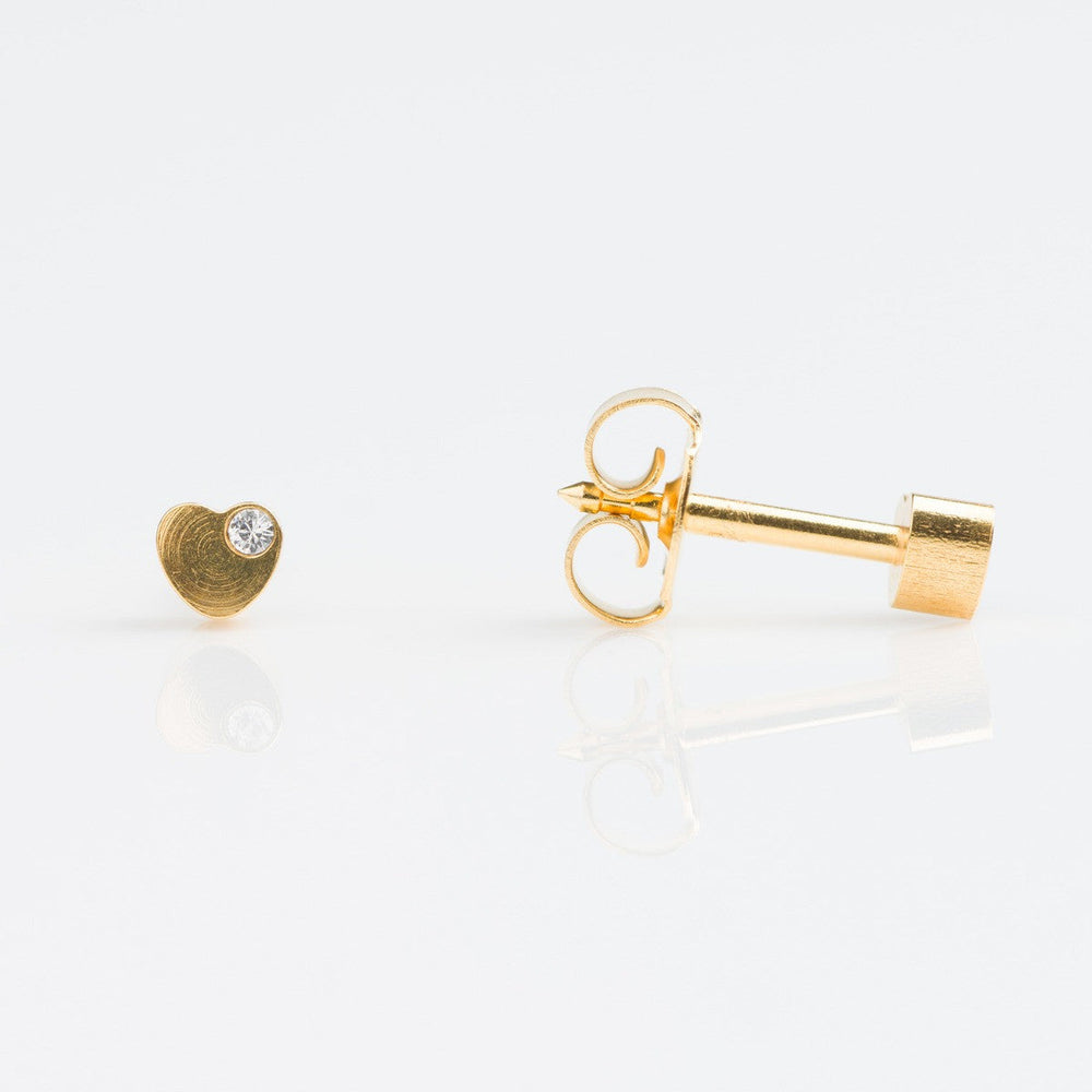 Studex Regular Gold Plate Steel Heart with Offset Crystal Studs - Pack of 12