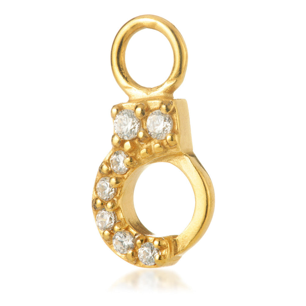 24K Gold Steel Crystal Handcuff Charm