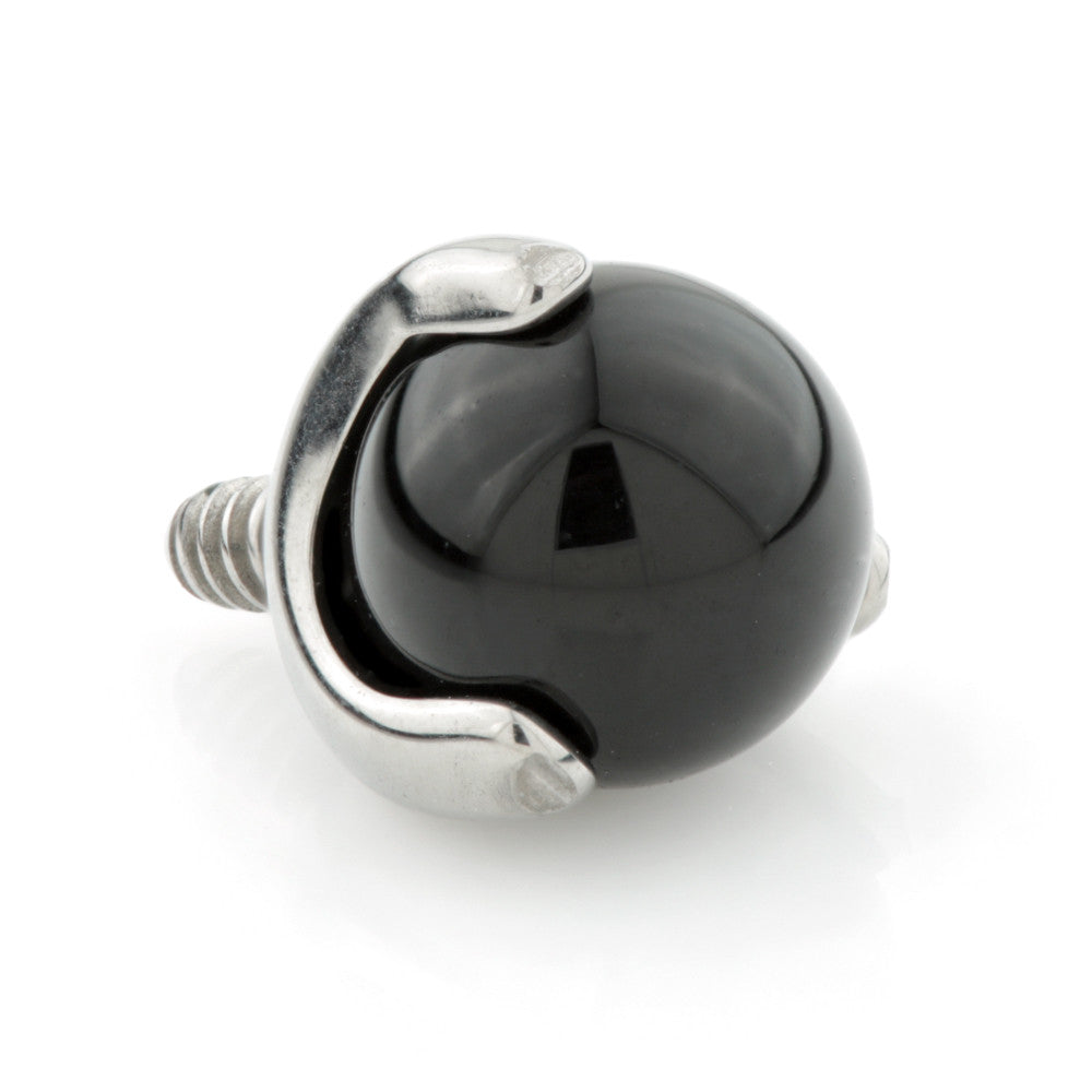 Ti Internal Prong Set with Black Agate Stone Ball Attachment