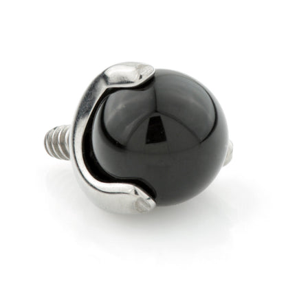 Ti Internal Prong Set with Black Agate Stone Ball Attachment
