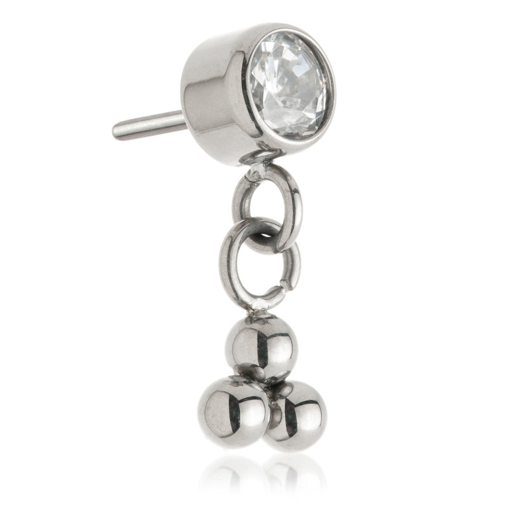 Ti Threadless Gem with Hanging Trinity Charm