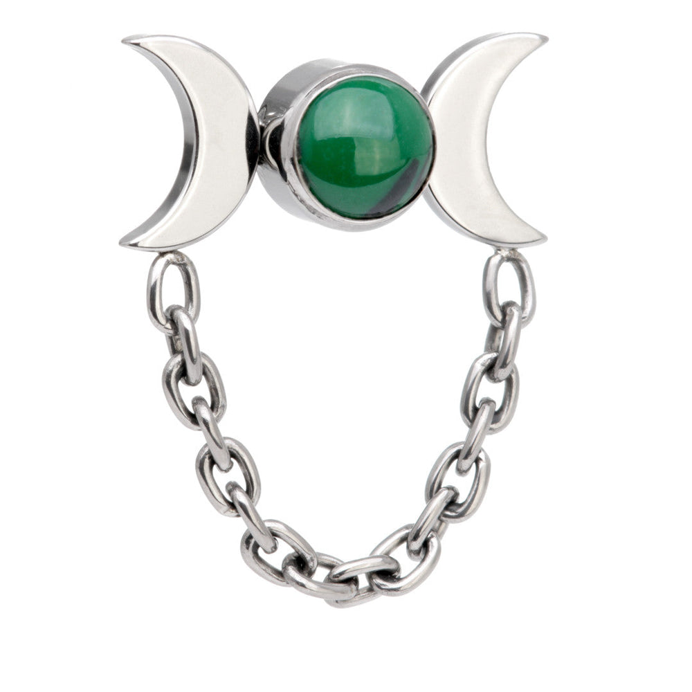 Ti Internal Malachite Bezel with Double Moon Crescent Attachment