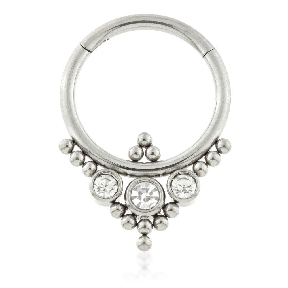Ti Couture Front Facing Caeli Triple Gem Cluster Ball Hinged Ring