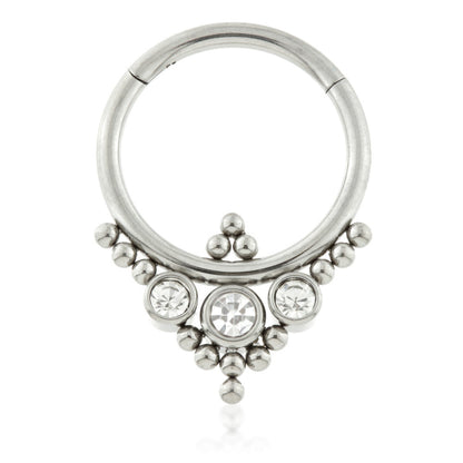 Ti Couture Front Facing Caeli Triple Gem Cluster Ball Hinged Ring