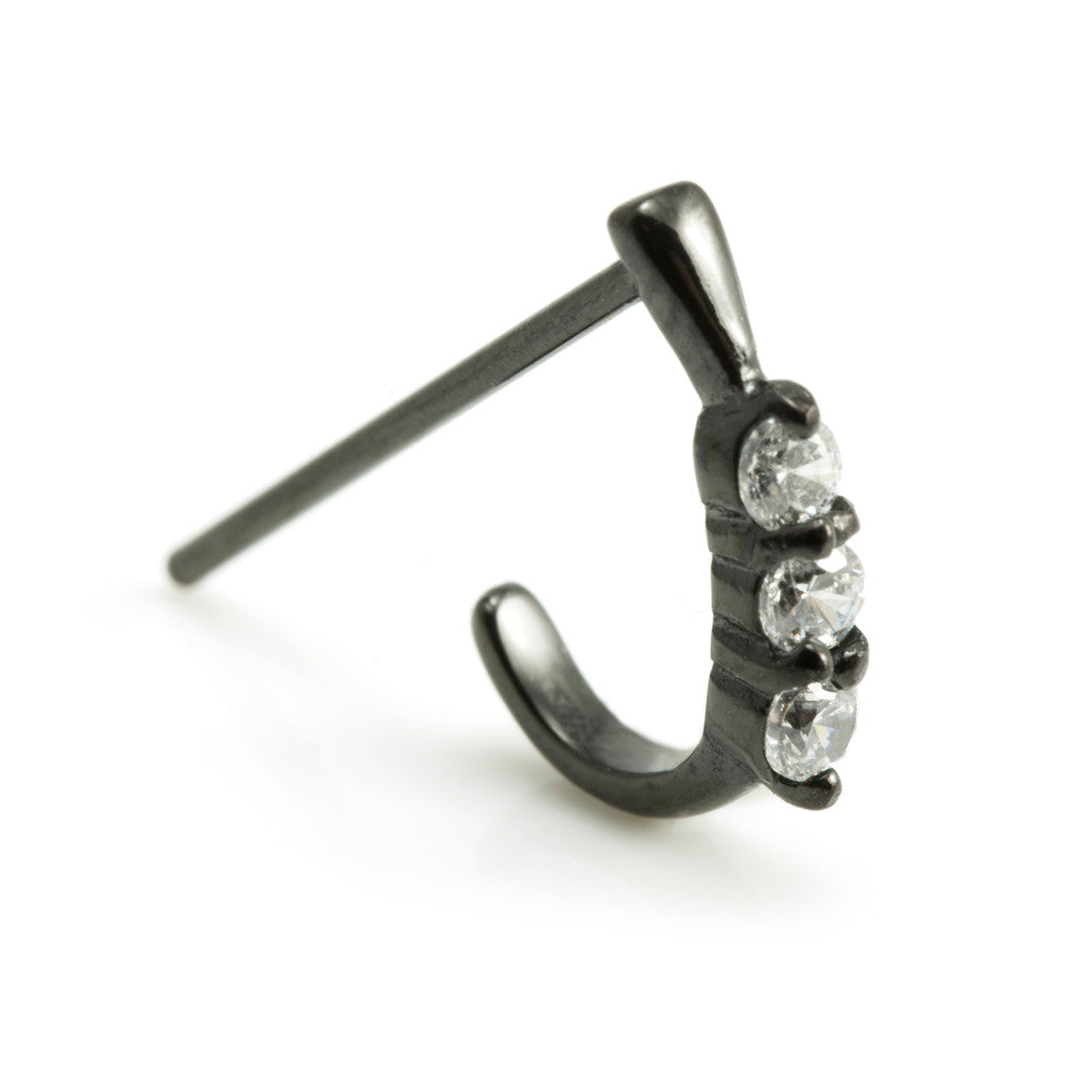 Black Steel Gem Nose Wrap