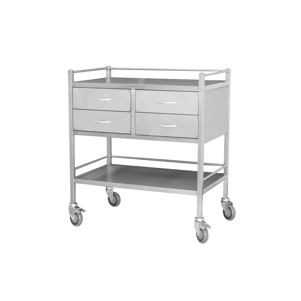 Steel Medical Trolley - Large 4 Draw