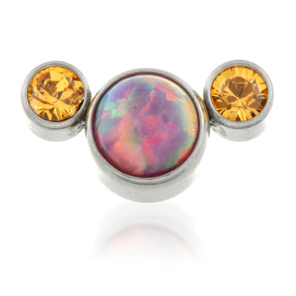 Ti Internal Opal Triple Gem Crescent - Purple