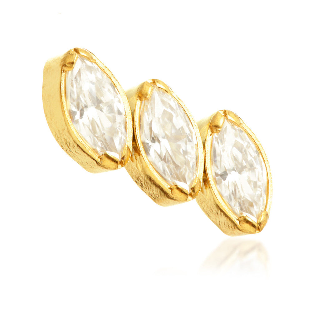 Zircon Gold Ti Internal Side Triple Jewelled Marquise Attachment